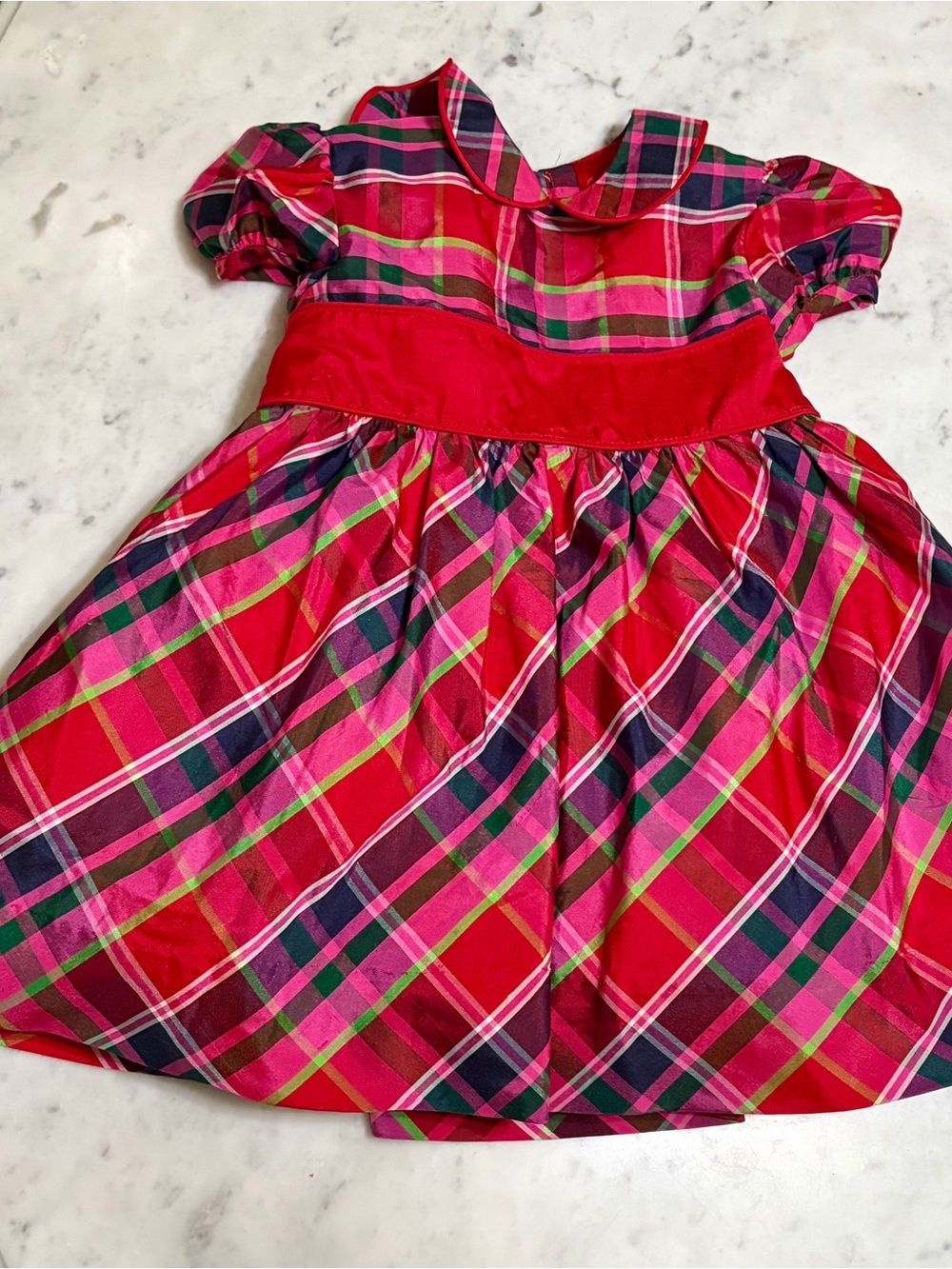 Hartstrings Red and Pink Plaid Girls' Dress